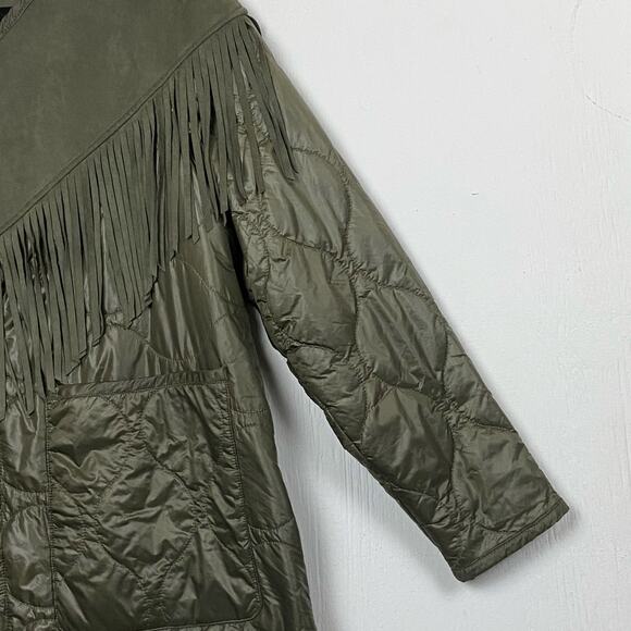 MOTHER The Tip Off Fringed Faux Suede Quilted Shell Jacket Size XS NWOT - Picture 7 of 16